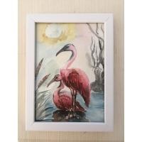 ราคา ภาพวาดนกกระเรียนคู่ ภาพมงคล ภาพติดผนัง แขวนได้ตั้งได้ ขนาด5x7 นิ้ว นำไปแต่งบ้านเสริมมงคล (24226770853)