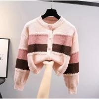 ราคา เสื้อไหมพรมสีชมพูอ่อนตัดน้ำตาล กันหนาวแขนยาว สวยหวาน (12676420046)
