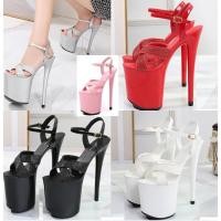 ราคา รองเท้าส้นสูง 8 นิ้วสายไขว้รัดข้อ ไซต์ 34-42 สีดำ/แดง/ขาว/ชมพู/เงิน (3727711219)