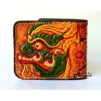 ราคา กระเป๋าสตางค์หนังแท้ กระเป๋าตอกลายใบสั้น ลายไทย งานฝีมือ มีหลายแบบHandmade (4858013197)