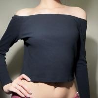 ราคา H&M เสื้อปาดไหล่ แขนยาว (54353296120)