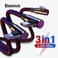 ราคา Baseus 3 in 1 USB Cable MVP Elbow Charge Cable Micro USB Type C lightning 3.5A Max Fast Charging ชาร์จเร็ว (2320534603)