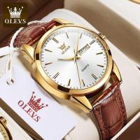 ราคา ❤ OLEVS นาฟิกาผู้ชาย กันน้ำหนังแท้ แฟชั่นเรืองแสง นาฬิกา ข้อมือผช (44457304478)