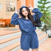 ราคา ชุดเซท เสื้อแขนยาวมีฮู้ด+กางเกงขาสั้น เสื้อมีกระดุมหน้าแฟชั่นสาวอวบเสื้อผ้าสาวไซส์ใหญ่สาวอ้วน (12198229585)