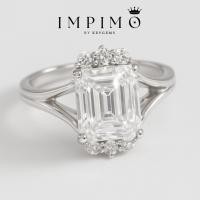 ราคา แหวนเพชรโมซาไนต์จาก Impimo รวม 3.15 กะรัต เม็ดชูทรง Emerald Cut 3 กะรัตตัวเรือนเงินแท้ 925 ชุบทองคำขาว (55151055193)