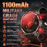 ราคา 2026 ใหม่ทหาร 1100mAh แบตเตอรี่กีฬากลางแจ้ง SmartWatch ผู้ชายเข็มทิศไฟฉาย GPS trackr 10ATM กันน้ําสร้อยข้อมือฟิตเนส (43279137028)