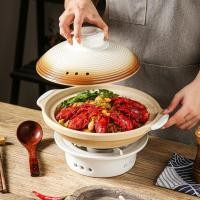 ราคา Tiange สไตล์ญี่ปุ่นหม้อดินขนาดใหญ่หม้อดินข้าวตื้นหม้อซุปเซรามิคแอลกอฮอล์เตาฐานหม้อแห้ง Veget (42079223159)