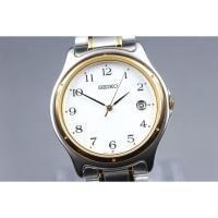 ราคา Vintage1996 [n mint] seiko 7n32-0150 silver date white round 36mm qz men's watch (52356584641)