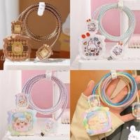 ราคา พร้อมส่งจากไทย ชุดพันสาย เคสหัวชาร์จ ลายการ์ตูน ตัวถนอมสาย USB C 20W 18W (57404796830)