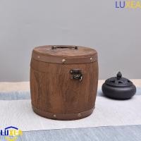 ราคา หรูหรา ถังใบชาไม้,คุณภาพสูงแบบพกพาไม้บาร์เรลกระป๋อง,อุปกรณ์ใบชาทนทานสะดวกกับหัวเข็มขัดโบราณกล่องเก็บมินิผงกาแฟถั (47256310104)