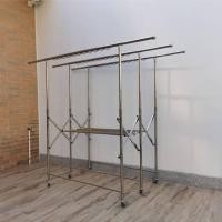 ราคา ราวตากผ้าพับได้ ราวตากผ้าสแตนเลสแท้ 3พับ บาร์บนสไลด์ยาว 1.9เมตร ปรับสูง-ต่ำ 3ระดับ ล้อล็อกได้ (25251684200)