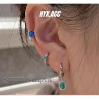 ราคา ต่างหู ไม่จํากัดเพศ โอปอลหินสีฟ้าหูแหวนสีเขียวเคลือบเต็มไปด้วยดวงดาวบนท้องฟ้าจี้ต่างหู (27358179668)