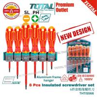 ราคา TOTAL Tools ชุดไขควงหุ้มฉนวน 6 ชิ้น PH , SL, w/ ที่แขวนโครงอลูมิเนียม 6 ชิ้นแพ็คเกจเกลียว (52856647205)