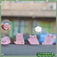 ราคา 6ชิ้น/เซ็ตการ์ตูนน่ารักเรซิ่นสีชมพูหมูตุ๊กตารถตกแต่งภายในเครื่องประดับชุด (26184214617)