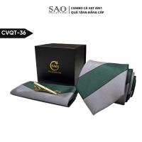 ราคา ผู้ชาย Tie Gift Combo เนคไทผ้าไหม 3 ชิ้น ผ้าพันคอกระเป๋า คลิปพร้อมกล่อง Polite หรูหรา (CVQT35) (43677158432)