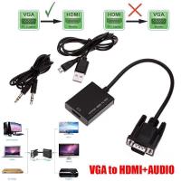 ราคา 1080P VGA to HDMI Video Converter Adapter with Mini USB Power Cable 3.5mm Audio Cable vga2hdmi for HDTV DVD PC (19424971050)