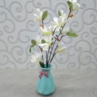 ราคา ดอกไม้ประดิษฐ์สีขาวพร้อมแจกันเซรามิกสีฟ้าตกแต่งบ้าน ทําเอง ตกแต่งห้องนั่งเล่น (46104616076)