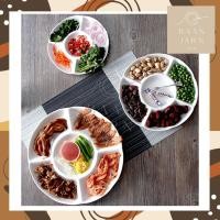 ราคา 10-12 นิ้ว จานหลุม ถาดหลุม จานออเดิฟ แหนมเนือง สีขาว 5 หลุม white plate (1101863630)