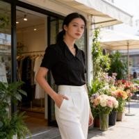 ราคา เสื้อเชิ้ตแขนพอง คอบัวใหญ่สไตล์วินเทจ เพิ่มความน่ารักสดใสในทุกวัน (46056338312)