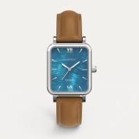 ราคา Rumtton HARBOR Mens Watch Blue Mother of Pearl Dial Camel Leather Strap สีเงิน (24541396590)