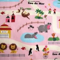 ราคา ผ้าคอตตอนขนาด50x55cm.นำเข้าจากญี่ปุ่น ลายสวนสัตว์ Zoo สีชมพู (5230691048)