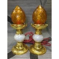 ราคา ชุดเชิงเทียนไฟฟ้า ดอกบัว เทียนไฟฟ้า สีเหลือง (สั้น) (2035146909)
