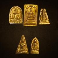 ราคา พระสมเด็จชุดเบญจภาคีเนื้อเปียกทองหลังพระสมเด็จโต (27544216505)