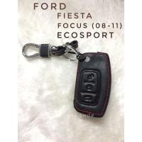 ราคา (1ชิ้น)#ซองหนังหุ้มกุญแจรถยนต์ #FORD#ECOSPORT #FIESTA #FOCUS [รุ่นกุญแจพับ] สีดำด้ายแดง (3976418791)