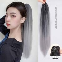 ราคา 50CM Ponytail Wig Hair Extension for Women Long Claw Clip Gradient Straight Fake Hair Ponytail (56955754756)