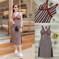 ราคา งานป้าย Herrlich Brand : เดรสสายเดี่ยวลายทาง ผ่าข้าง (Size M) (12827186584)