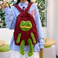 ราคา กระเป๋าเป้สะพายหลัง กระเป๋านักเรียน ผ้าแคนวาส ลายการ์ตูนกบเศร้า น่ารัก ความจุขนาดใหญ่ ทนทาน (26369375802)