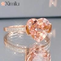 ราคา ♥ Original Morganite แหวนพลอยรูปหัวใจหญิงแชมเปญเครื่องประดับอารมณ์ (43967675118)