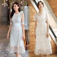 ราคา M-XL ชุดเดรสลูกไม้สีขาว สวยๆ ใส่ไปงานแต่ง งานบุญ งานบวช (28625896796)