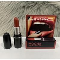 ราคา Mini Mac Satin Lipstick 1.8g สี Mocha สีน้ำตาลเข้มอมพีช เป็นสีโทนสุภาพ ใช้ได้หลายลุคหลายโอกาสเลยค่า (11412544303)