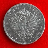 ราคา เหรียญอิตาลี Italy 1 lira ปี 1906 เนื้อเงิน เหรียญ​ต่างประเทศ (43856010508)