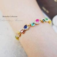 ราคา สร้อยข้อมือพลอย ประดับเพชรcz หุ้มทองแท้5 ไมครอน (4500214484)