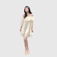 ราคา คุณเชอร์รี่ | Zoey Dress YD144 เดรสผ้าแก้วเปิดไหล่ครึ่งแขน (25477962207)