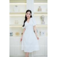 ราคา ชุดราตรี ชุดออกงาน ชุดไปงานแต่งงาน เดรสสั้นแขนระบาย : สี ขาว (51652942317)