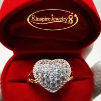 ราคา Inspire Jewelry ,แหวนฝังเพชรCZ งานจิวเวลลี่ รูปหัวใจ งานแฟชั่นอินเทรน ตัวเรือนฝังหนามเตย หุ้มเศษทองแท้ 100% 24K สวยหรู (6731655942)