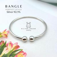 ราคา กำไลเงินแท้ 92.5% กำไลหลอดปลายเปิด ปลายหัวกลม น่ารักมาก (52554647258)