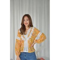 ราคา FKพร้อมส่ง เสื้อแขนยาว ชีฟอง ลายดอก แต่งระบายลูกไม้ สไตล์เกาหลี (10019019863)