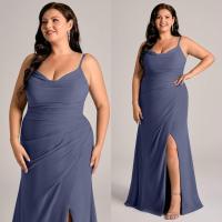 ราคา Deandra Stormy Mermaid Pleated Chiffon Dress เดรสสีกรมท่าอมเทา จับจีบทรงหางปลาผ่าหน้า สาวอวบ (49307138374)