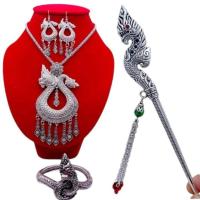 ราคา เครื่องประดับชุดไทย ชุดล้านนา ชุดสร้อยคอพร้อมต่างหู กำไลข้อมือพญานาค ปิ่นปักผมพญานาค ฟรีผ้ายันต์และธูปมงคลพญานาค (25878672612)