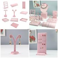 ราคา ✿ มีสไตล์สีชมพูเครื่องประดับถาดแฟชั่นผู้ถือต่างหูผู้ถือสร้อยคอ Organizer เหมาะสําหรับสร้อยคอ Bracele (25332080226)