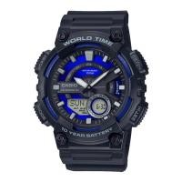 ราคา Casio Standard นาฬิกาข้อมือผู้ชาย สายเรซิ่น รุ่น AEQ-110,AEQ-110W,AEQ-110W-2A2 - สีดำ (7177007178)