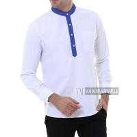 ราคา KEMEJA VM เสื้อเชิ้ตมุสลิม Koko Shanghai Collar White Long Slim Fit Pattern [D-010] (42326494556)