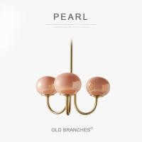 ราคา กิ่งไม้เก่า PEARL โคมไฟห้องนอนทองแดงโบราณนักออกแบบศิลปะห้องเด็กอบอุ่นโคมไฟระย้า Bauhaus สีชมพู JL3V (28920892625)