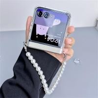 ราคา เกาหลี ins แฟชั่นสร้อยข้อมือมุกโปร่งใสเคสโทรศัพท์สําหรับ Motorola Razr 50 50ultra Motorola Razr 40 ultra Razr50 ปกหลัง (51256043958)