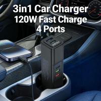 ราคา หัวชาร์จ 3in1 4ช่อง +1PD port USB port 2 พอร์ต หลายพอร์ต รถยนต์ (56056311646)