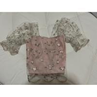 ราคา เสื้อซีทรูลายดอก สมอคหลัง แขนตุ๊กตา สีชมพู (15299250446)